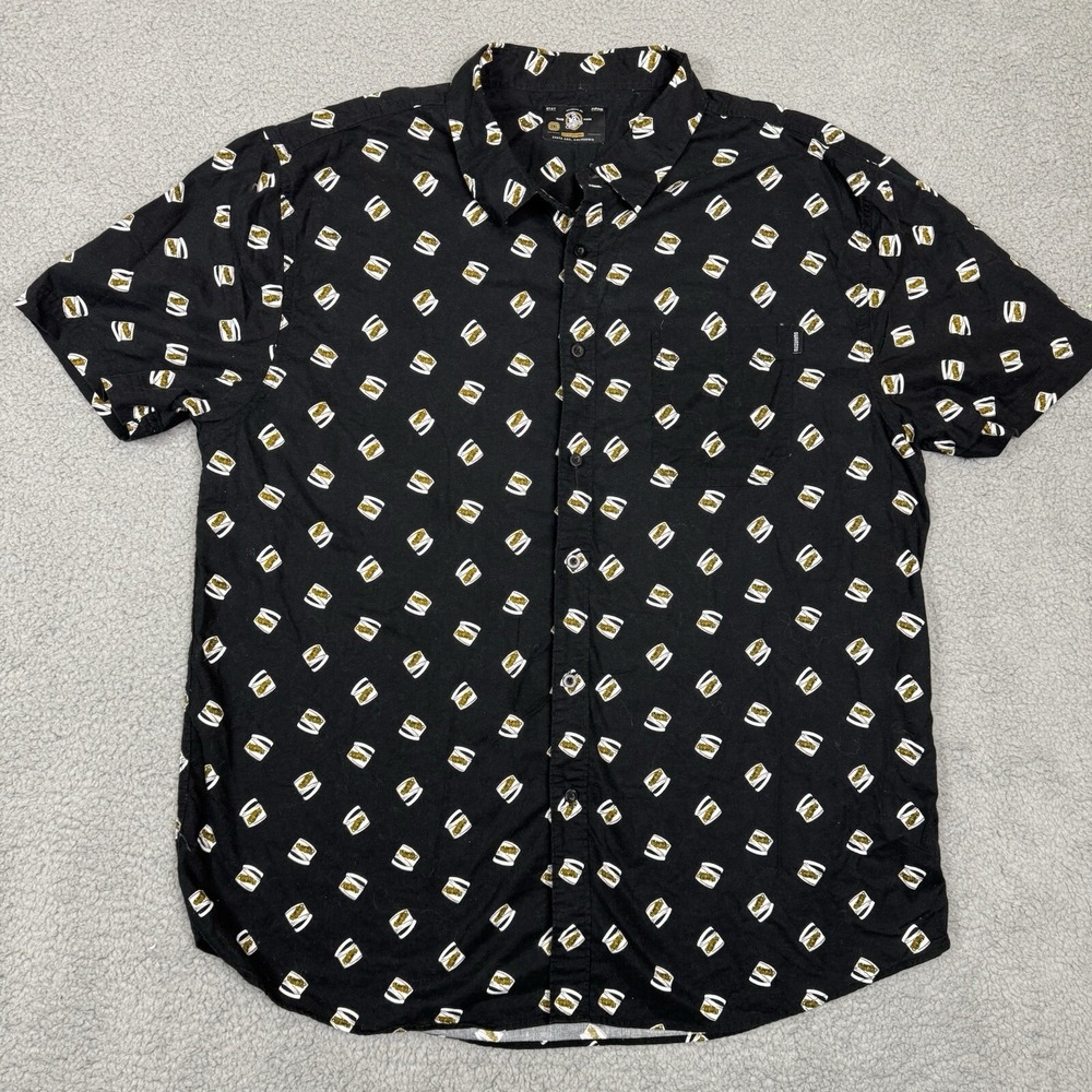 Suavecito Pomade Can Print Black Short Sleeve Button Down Shirt Mens 3XL